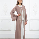 Pink Embroidered Abaya