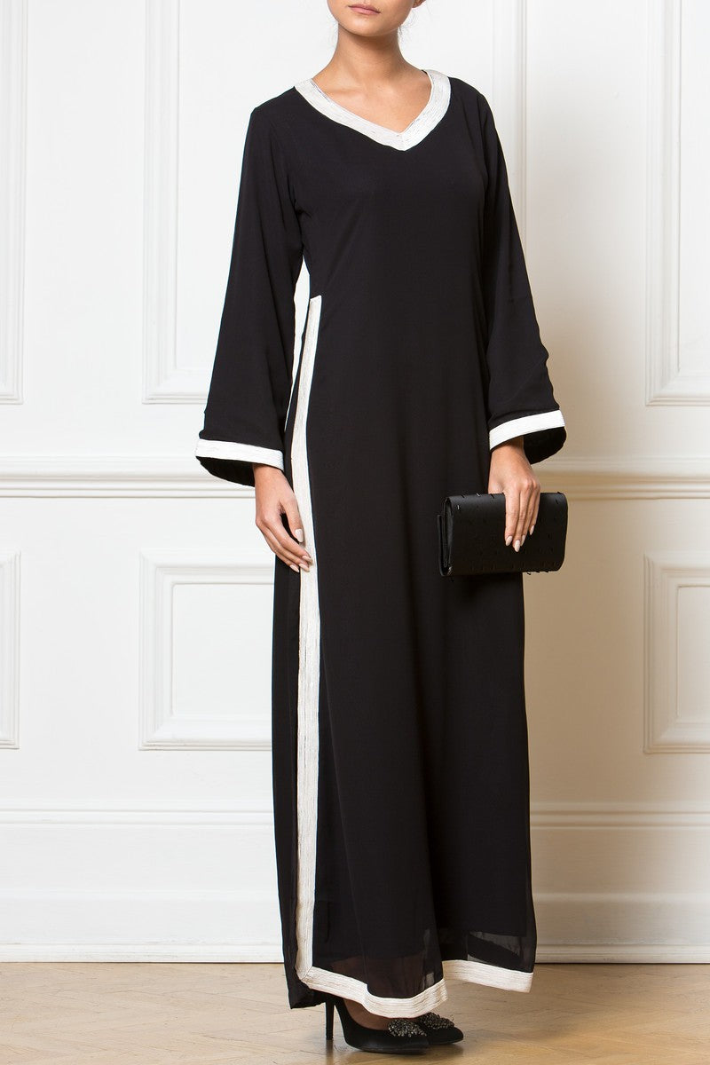 Black V-Neck Silt Dress