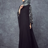 Silver Embellished Black Gown