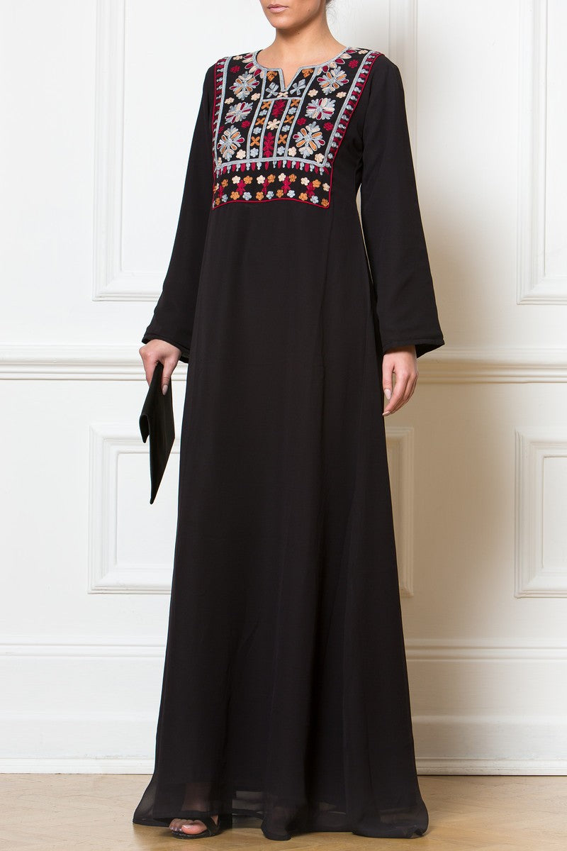 Afghan Embroidered Black Dress