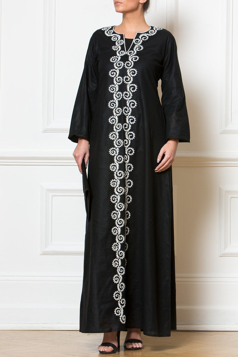 Maxi Black Embroidered Dress