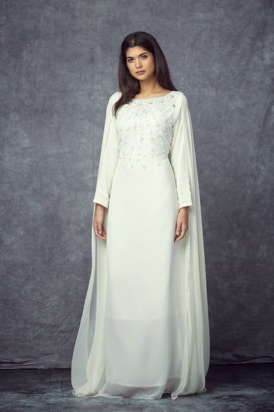White Cape Gown – Nisaa Boutique