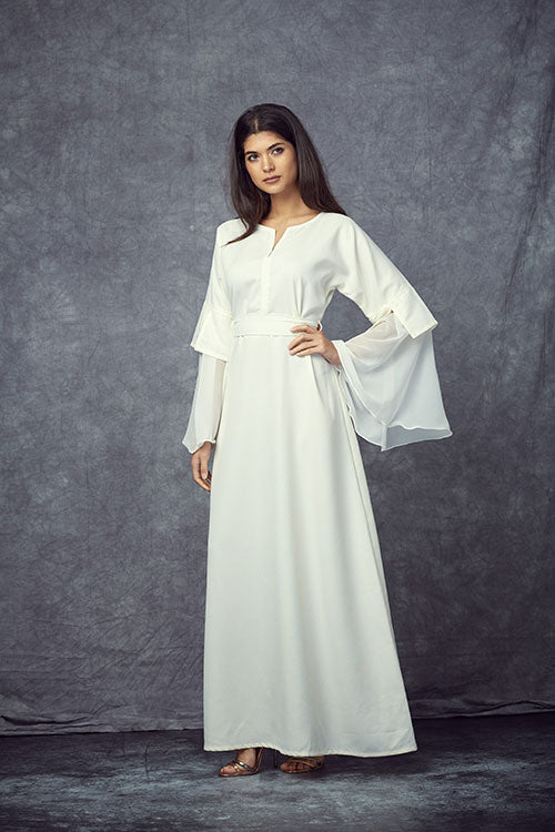 Ruffled Maxi White Dress
