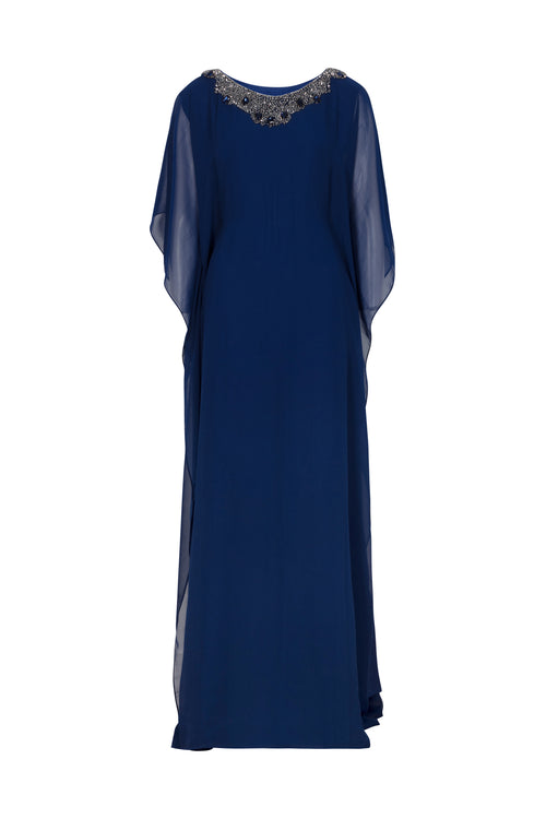 Silver Embellished Navy Kaftan 