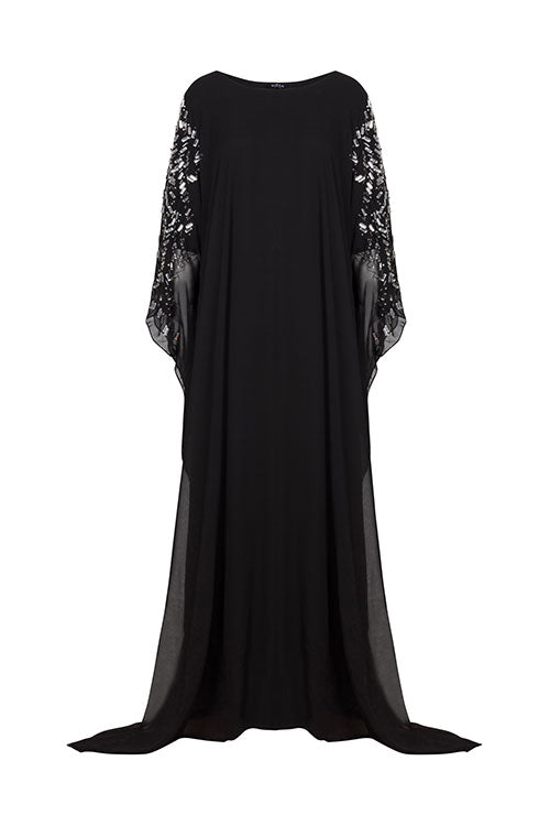 Silver Embellished Black Gown
