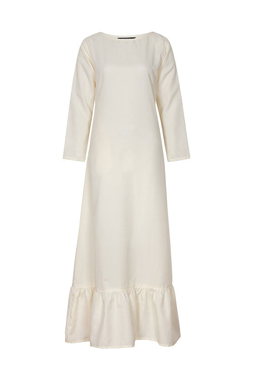 Ruffle-Trimmed Maxi White Dress