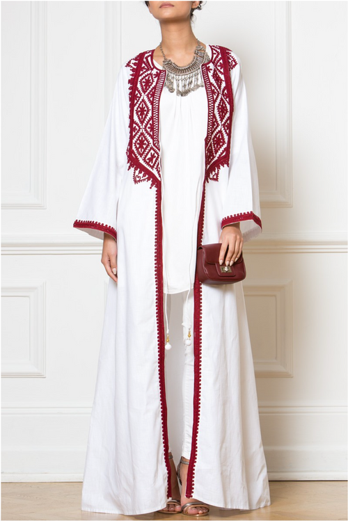 Maxi White Embellished Kimono