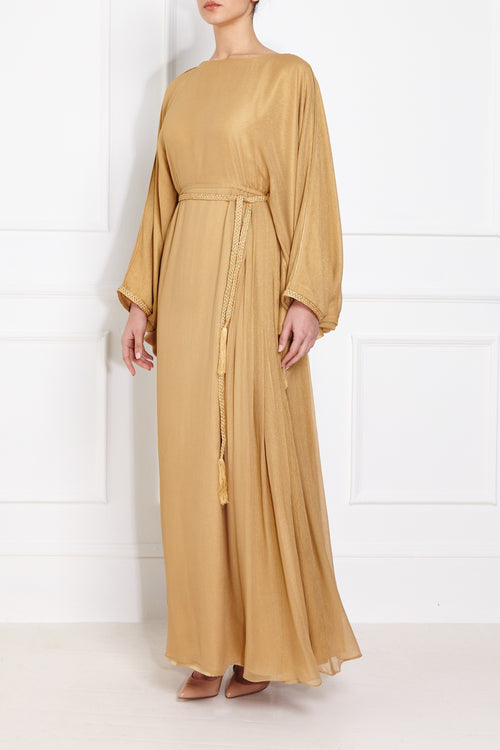 Gold Metallic Pleated Gown