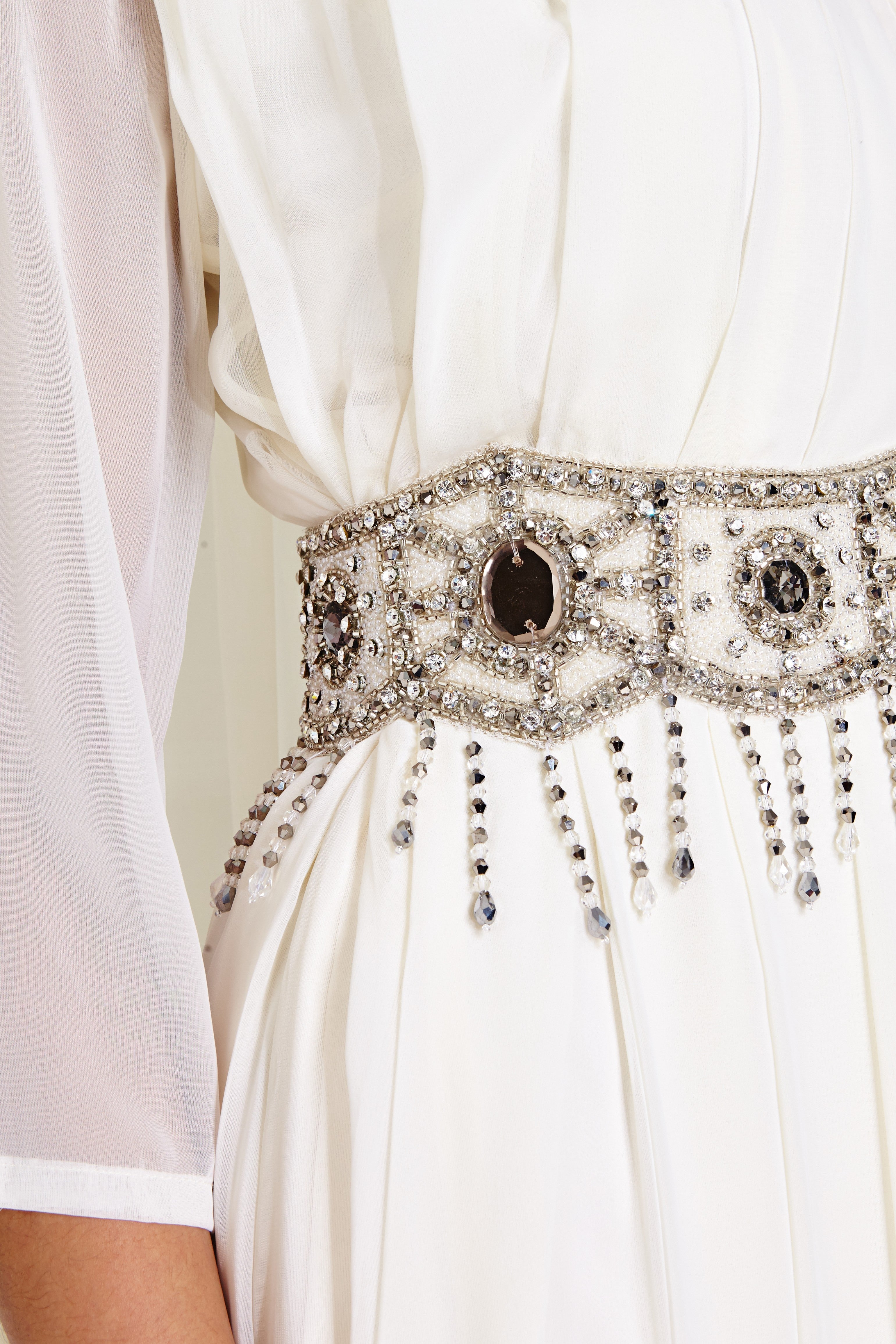 Silver Embellished White Gown