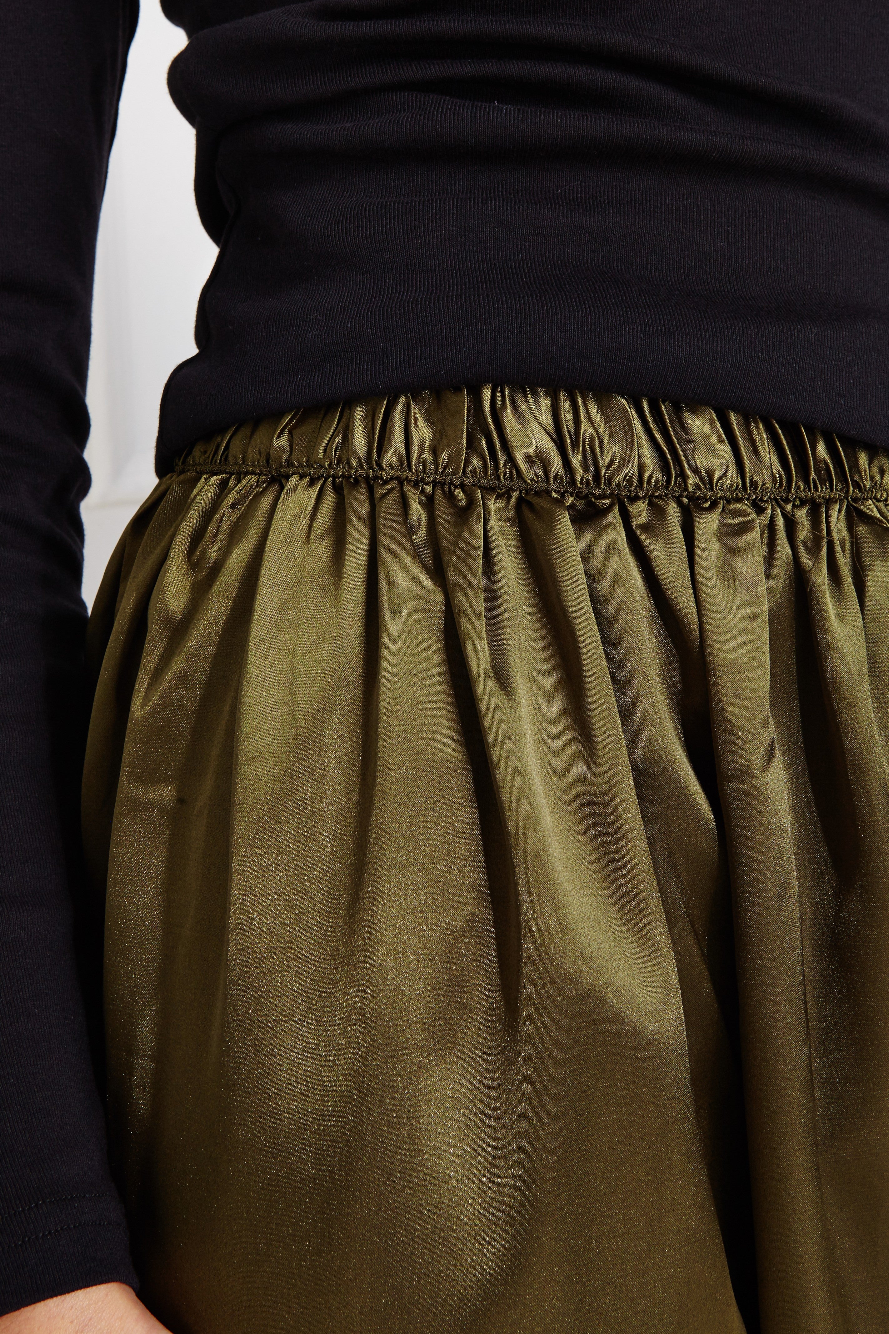 Pleated Satin Tapered Pants