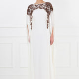 Bronze Embellished White Gown