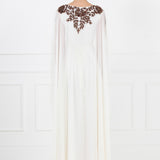 Bronze Embellished White Gown