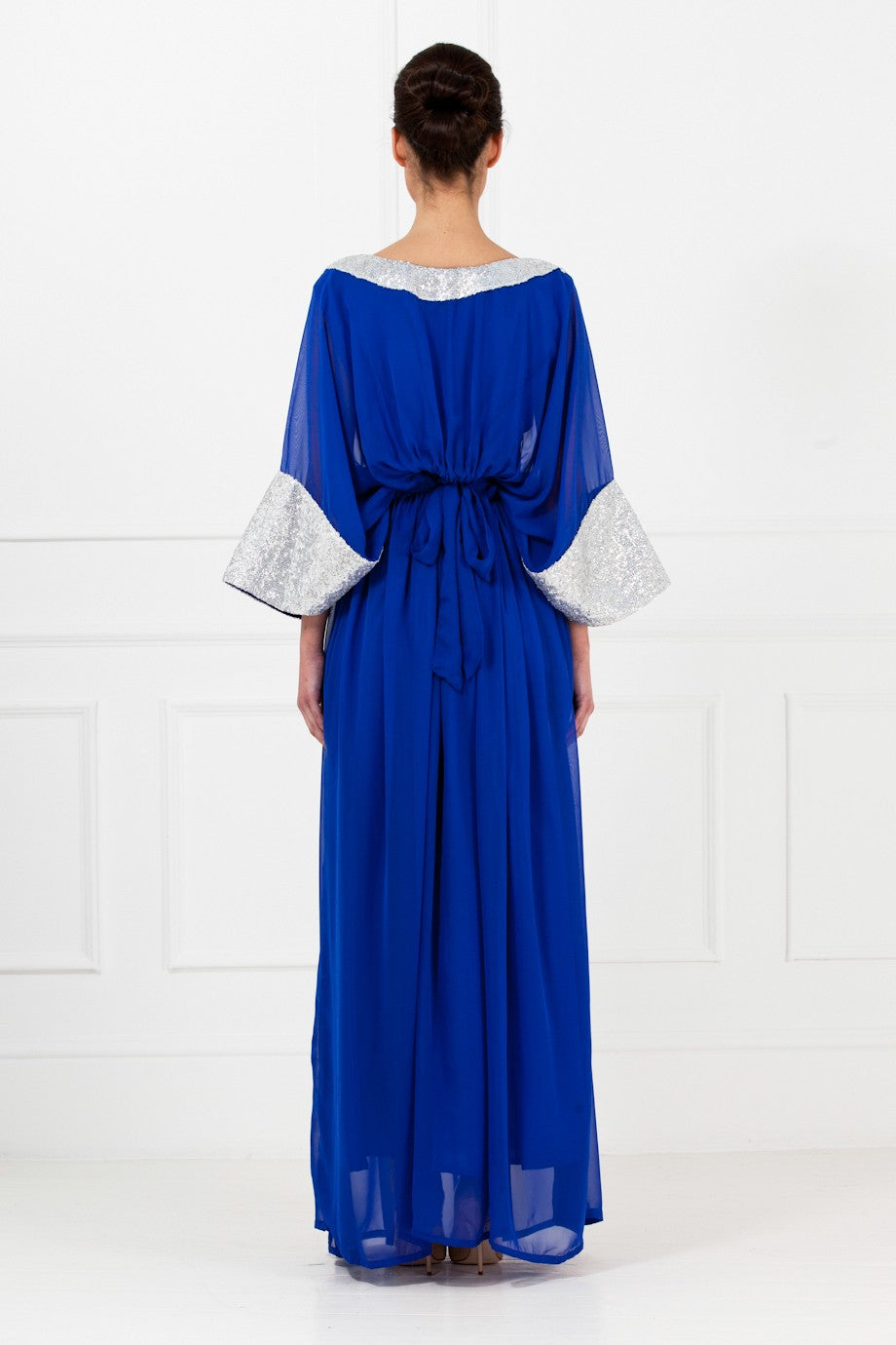 Royal Blue Bell Sleeves Gown