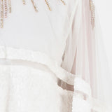 White Embellished Net Cape Gown
