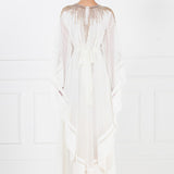 White Embellished Net Cape Gown